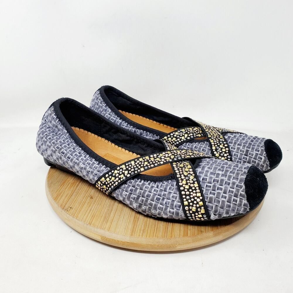 Bernie Mev‎ Shoes Womens 40 Velvet Woven Point Ballet Flat Minimalist Sandals
